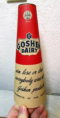 Vintage RARE Goshen Dairy Milk Cone Milk Carton Used As Sport Event Megaphone • $39.99