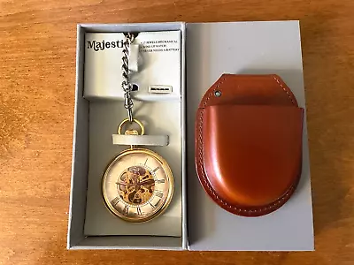 Majestron Vintage Mechanical Wind Up Pocket Watch With Case And Box • $72.95