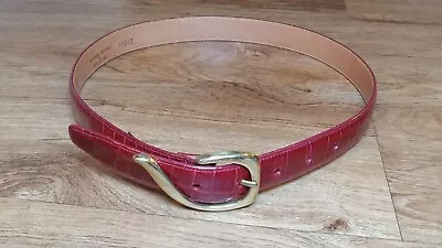 Vintage Brighton Brown Embossed Calfskin Saddle Leather Belt 1991 Size M • £19.79