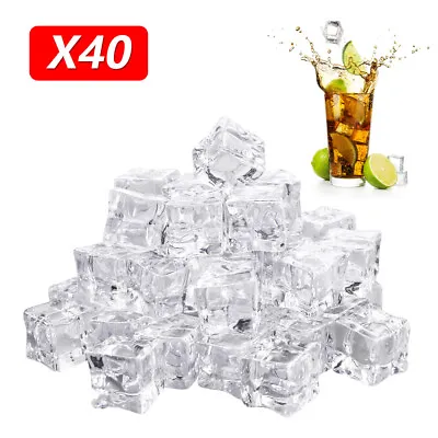 £9.49 • Buy 40 * 20mm Fake Artificial Acrylic Ice Cubes Crystal Clear Cube Wine Decors