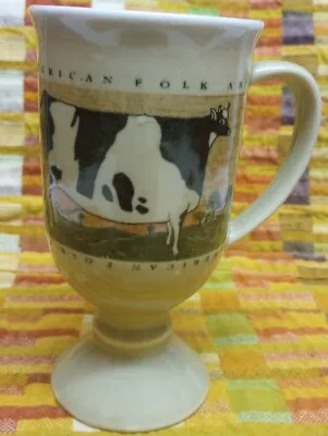 Otagiri Warren Kimble American Folk Art Cow Pedestal Mug Vintage Otagiri Mug • $10.75