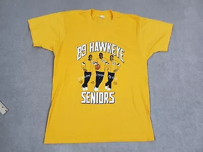 VINTAGE Iowa Hawkeyes Shirt Womens Medium Yellow Basketball Single Stitch USA 80 • $39.88