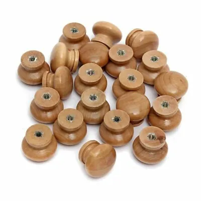 Wooden Knob Handle Kitchen Door Drawer Solid Oak Wood 25 28 32 Mm Diameter Round • £14.99