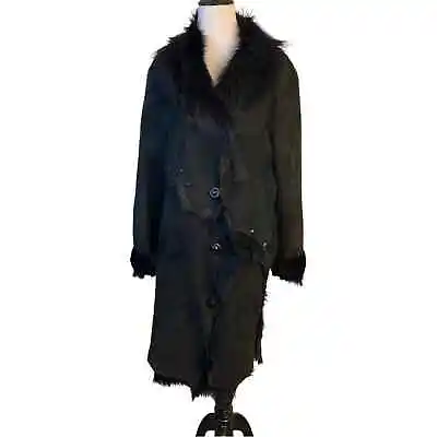 Vintage Black Leather Fur Coat Made In Turkey • $175