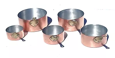 Vintage French Copper Saucepan Set Of 5 Aluminium Lining Made In France 4lbs • $283.55