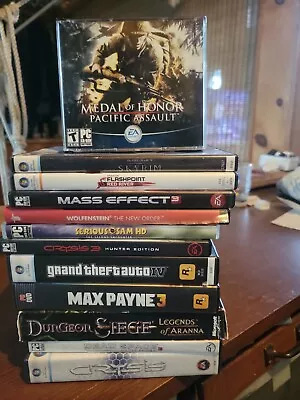 PC LOT Of 12 Games Wolfenstein Mass Effect  MAX PAYNE 3  Crysis Grand Theft Auto • $48.90