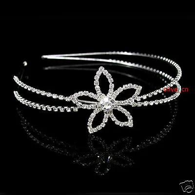 £8.99 • Buy Elegant Flower Bridal Prom Queen Princess Crystal SIDE Tiara Headband