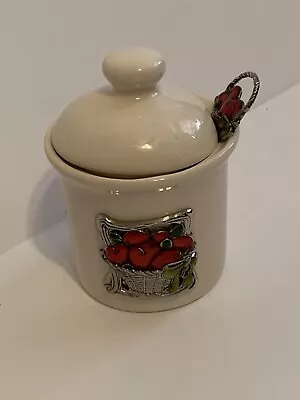 Vintage Ganz Ceramic Jelly Jam / Honey Pot Jar With Lid And Spoon Strawberry • $14.95