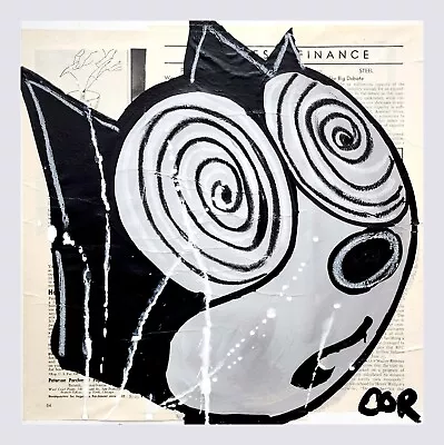 CORBELLIC Expressionism 12x12 Felix Cat Portrait Modern Vintage Cartoon Pop Art • $126.05