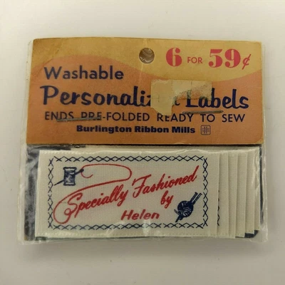$9.99 • Buy 6 Vintage Burlington Washable  Specially Fashioned By Helen  Ready To Sew Labels