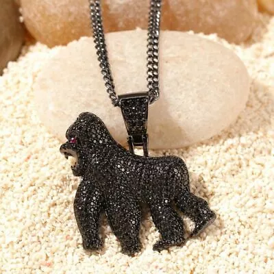 5 CT Black Diamond Animal Gorilla Charm Pendant 14k Black Gold FN For Mens • $58.65