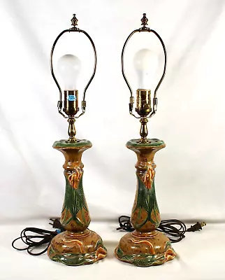 Pair Of Mid Century Modern Glaze Ceramic 23  Table Lamps • $250