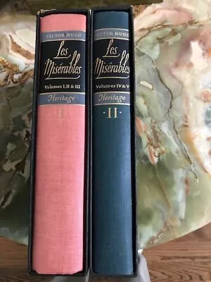 Rare LES MISERABLES  By Victor Hugo ~ 2 Volume Set Heritage Press In Slipcases  • $70