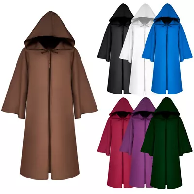 Halloween Unisex Cosplay Hooded Cloak Robe Medieval Witchcraft Cape Robe Costume • $29.15