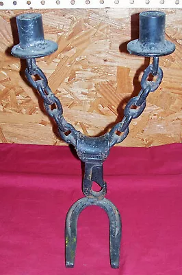 $39.95 • Buy Cowboy Candelabra Western Horseshoe Outsider Art Old Vintage Décor Candle Holder