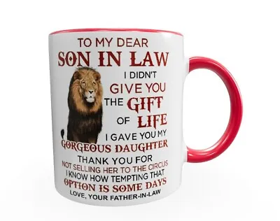 £7.99 • Buy Mug To My Son In Law From Father In Law, Red