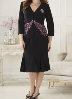Size 12 Floral Embroidered Skirt Suit Career Church Wear From Midnight Velvet  • $39.99
