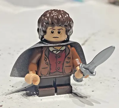 Lego Lord Of The Rings The Hobbit Minifigure Frodo Baggins W/ Grey Cape & Sword • $16.95