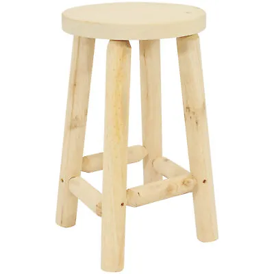 Rustic Unfinished Fir Wood Indoor Backless Counter-Height Stool By Sunnydaze • $85.95