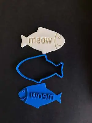 £9.72 • Buy Cat Treat Fish Shape Custom Made Cookie Cutter Stamp Set With Your Cat Name Fond