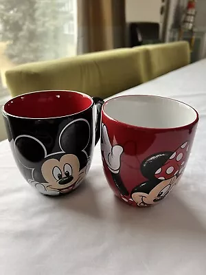 Disney Set Of 2 Mickey And Minnie Mouse Coffee Tea Mugs Made In Thailand Retired • $32