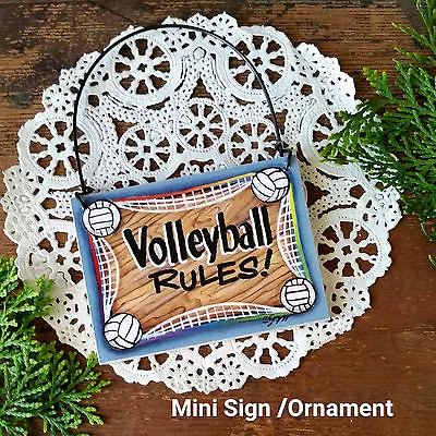 DECO Mini Sign Volleyball Rules Volley Ball Player Wood Ornament TeamGift USA • $10.95