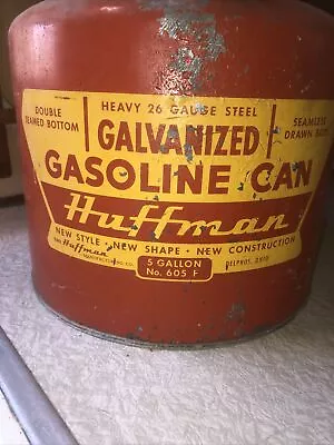 Vintage Huffman Galvanized 5 Gallon Gas Can Clean Inside. Solid. Delphos Ohio • $49