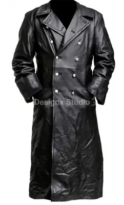 £209.98 • Buy Mens German Classic Ww2 Officer Military Uniform Black Leather Trench Coat