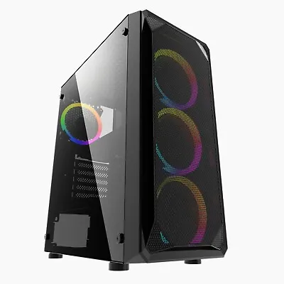 £44.95 • Buy PC GAMING COMPUTER ATX TOWER CASE TEMPERED GLASS M/ATX - IONZ KZ10 BLACK