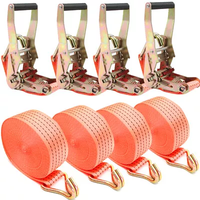 4 PACK Heavy Duty Tie Downs Ratchet Straps 11000lb 2  X 33ft Double J-Hook • $49