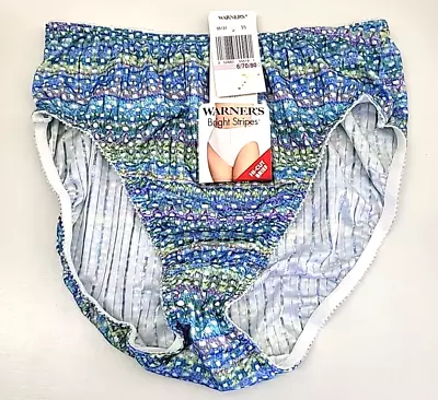 NWT - Vintage Warners BRIGHT STRIPES Hi Cut Shiny Briefs Sissy Panties Sz 5 OR 6 • $35.99