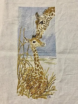 £75 • Buy Giraffe Finished Completed Cross Stitch Hand Embroidery Unframed New Baby Mother