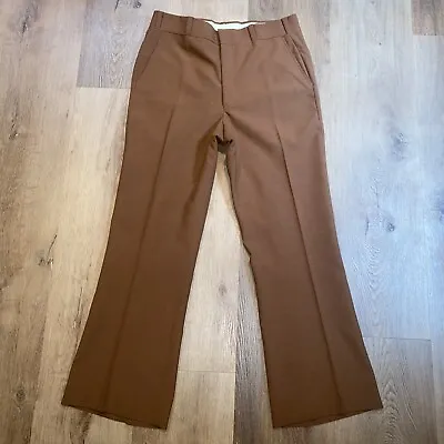 Jaymar Pants Mens 34 30 Vintage Disco Polyester Wide Leg 60s 70s Brown Groovy • $49.99