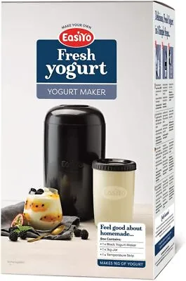 Easiyo 1kg Yogurt Maker Black + Yoghurt Jar - Makes 1 Litre Yoghurt From Sachets • £19.99