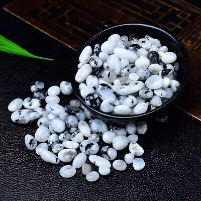 Natural White Moonstone Blue Flash Crystal Tumbled Stone Healing Decorate 100g • $12.99