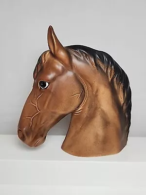 Vtg LEFTON Japan Ceramic Horse Head Vase Planter H1953 Brown Bay Stallion 6.5  H • $25