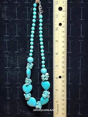  Vintage Chunky Polished Boulder Cluster Bead Turquoise Necklace  • $60