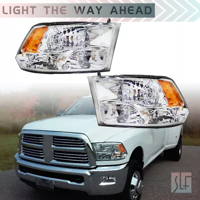 Right+Left Chrome Headlamp For 2009-2018 Dodge Ram 1500/2500/3500 Quad Headlight • $76.11