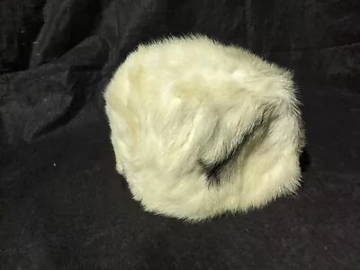 Precious Furs By Marche Mink Fur Hat Off White Black Accent UNKNOWN SIZE AS IS! • $24.95