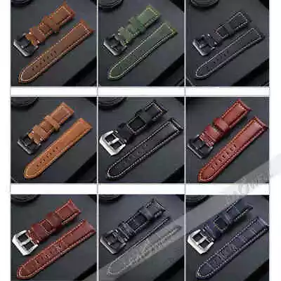 Universal 22mm Genuine Leather Wristband Watch Band Replacement Sports Strap NEW • $23.99