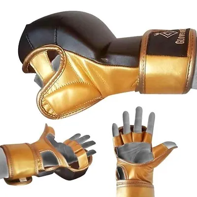 GOLD 8oz 7oz  Sparring MMA Glove UFC Grappling Fight Boxing Punch Bag Training 1 • £19.99