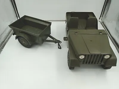 Louis Marx Vintage Green Army Jeep And Trailer • $51