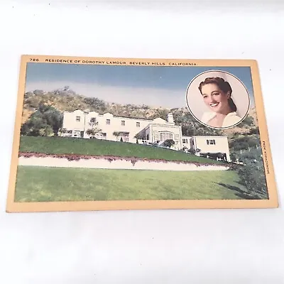 Hollywood Movie Star -Dorothy Lamour- Beverly Hills Home California Postcard • $3.99