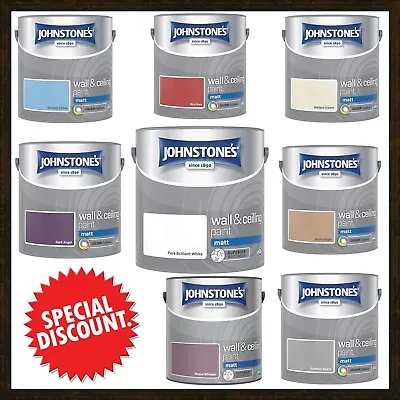 Johnstones Wall Ceiling Matt Emulsion Paint Matt Finish 2.5 Litres - ALL COLOURS • £15.45