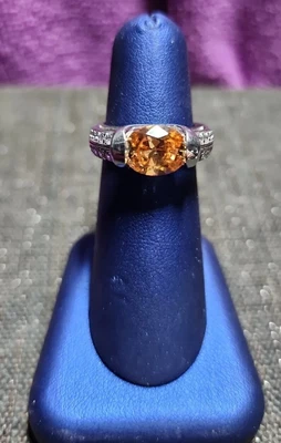 $9.99 • Buy Jose Hess For Bella Luce®  Sterling Silver Ring .C.Z Synthetic CHAMPAGNE Center 