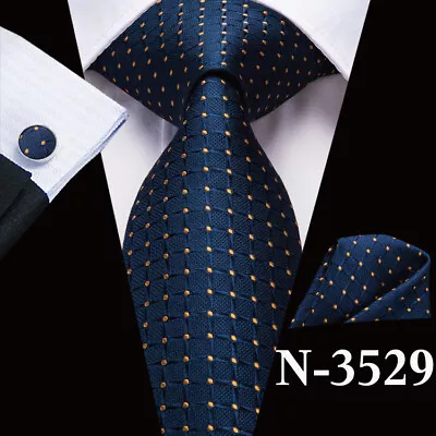 Extra Long 160cm Silk Mens Tie Pocket Square Cufflinks Wedding Set Prom Black • $11.57