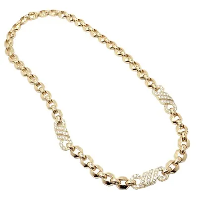 Authentic! Cartier Vintage Fox Trot 18k Yellow Gold Diamond Necklace 1980's • $21500