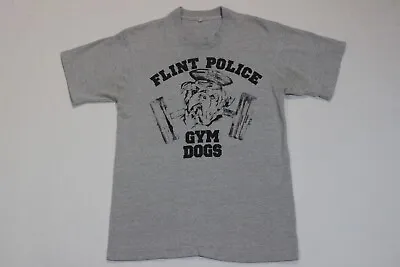 Adult Medium Vtg 80s FLINT POLICE GYM DOGS Single Stitch T-Shirt • $29.95
