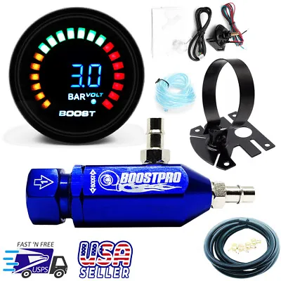 Manual Boost Controller KIT BLUE Turbo MBC 0-30PSI With Boost Gauge & Mount • $44.87