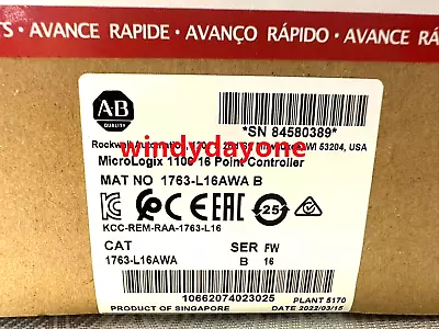 New Factory Sealed AB 1763-L16AWA B MicroLogix 1100 16Point Controller  • $1070